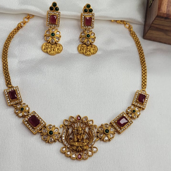 Rajwadi Temple Necklace Set with Earrings.