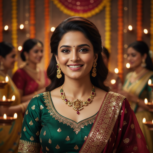 Rajwadi Temple Necklace Set with Earrings.