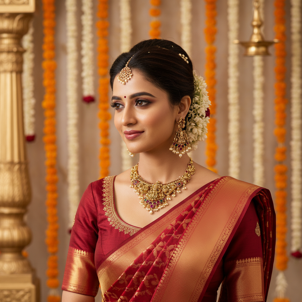 Antique Gold Plated Lakshmi Motif -Bridal Choker Necklace Set