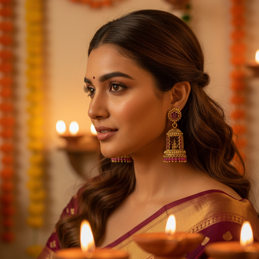 Ethnic Kemp Jhumka Earrings