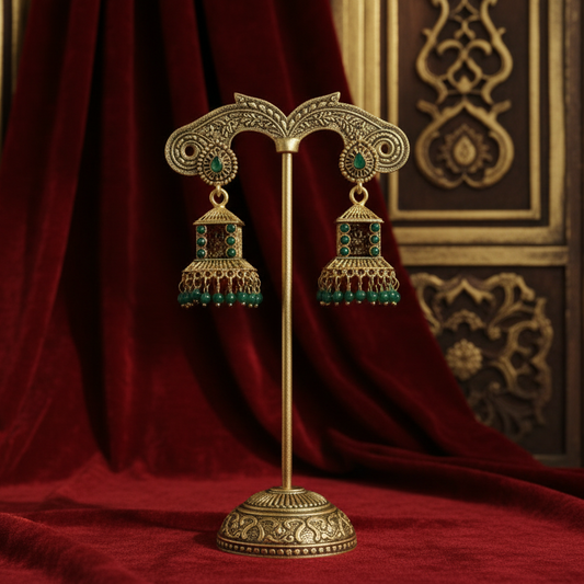 Antique Gold Lakshmi Earring Set