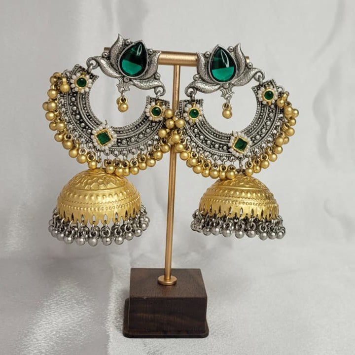 Emerald Rajwadi Jhumka Earrings