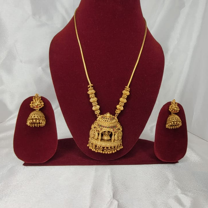 Tradtional Gold Plated Lakshmi Motif Pendant Set