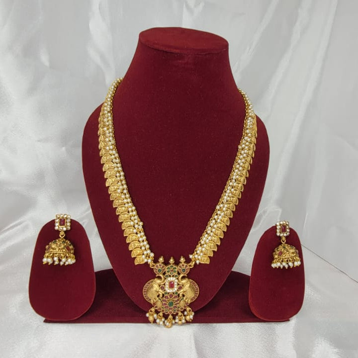 Antique Gold Kasu Mala Elephant Motif Necklace Set