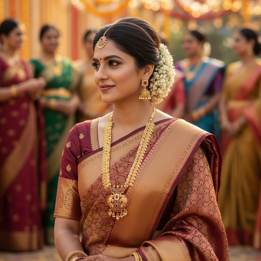 Antique Gold Kasu Mala Elephant Motif Necklace Set