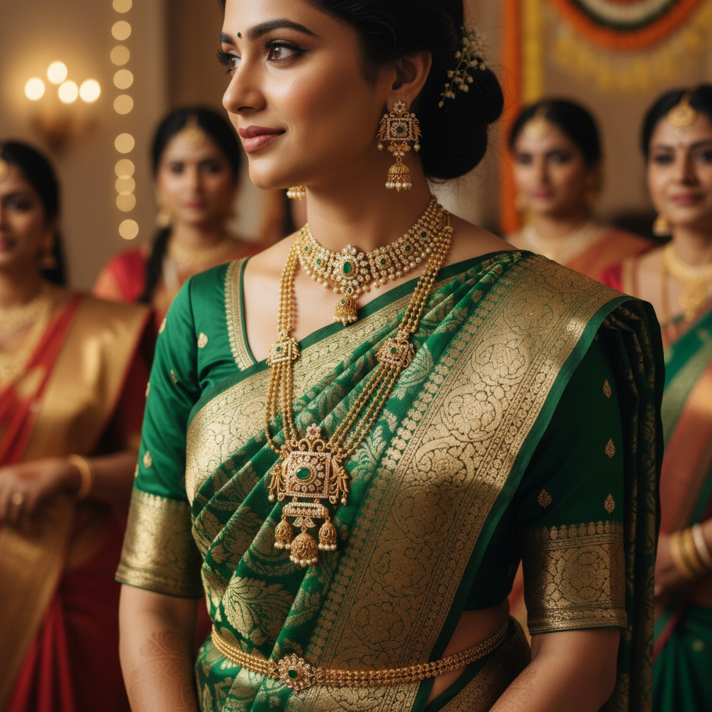 Traditional South Indian layered Pearl strands Neckalce