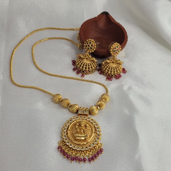 Traditional Gold Plated Lakshmi Pendant Set