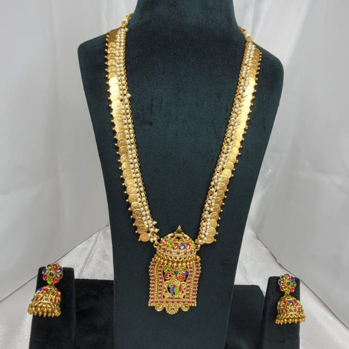 Dual-layer Coin & Pearl Haram Set with Colorful Pendant