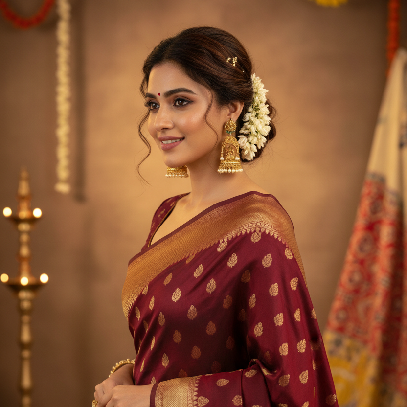 Divine Lakshmi Temple Jhumka Earrings