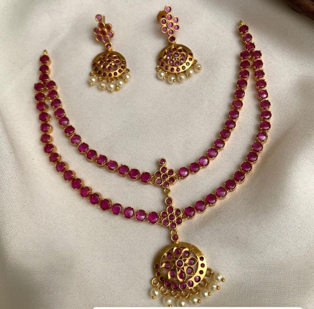 Ruby Stone -Traditional 2 layer cempu Adigai Set