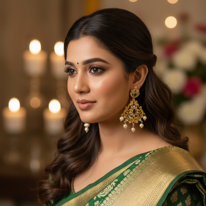 Peacock - Inspired Chandbali Earrings