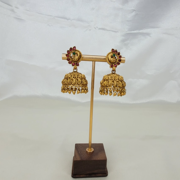 Royal Peacock Antique Jhumka Earrings