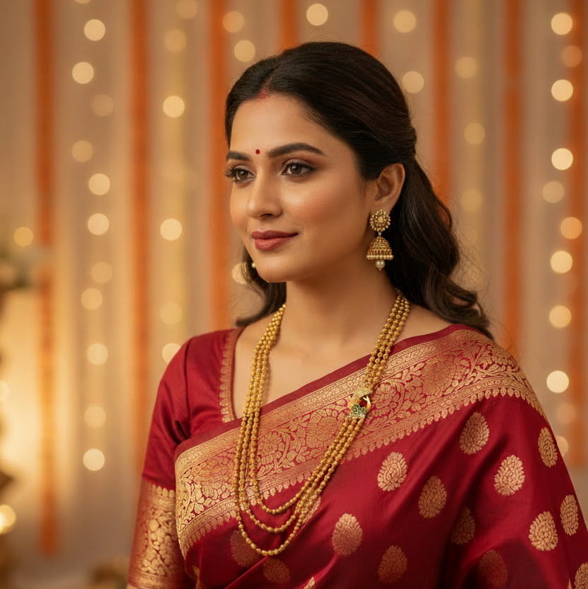 Classic Golden Beaded Peacock Haram Set