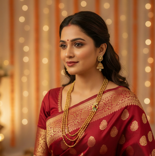 Classic Golden Beaded Peacock Haram Set