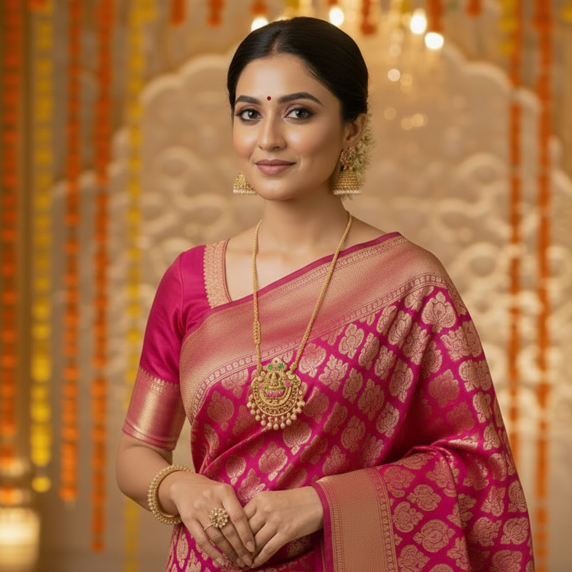 Peacock Lakshmi Pearl Pendant Set