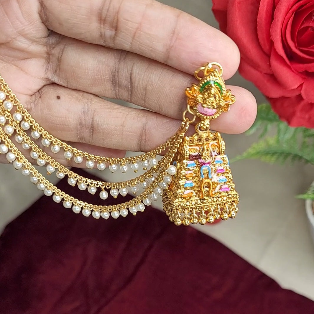Royal Multicolor Gopuram Jhumka Earrings