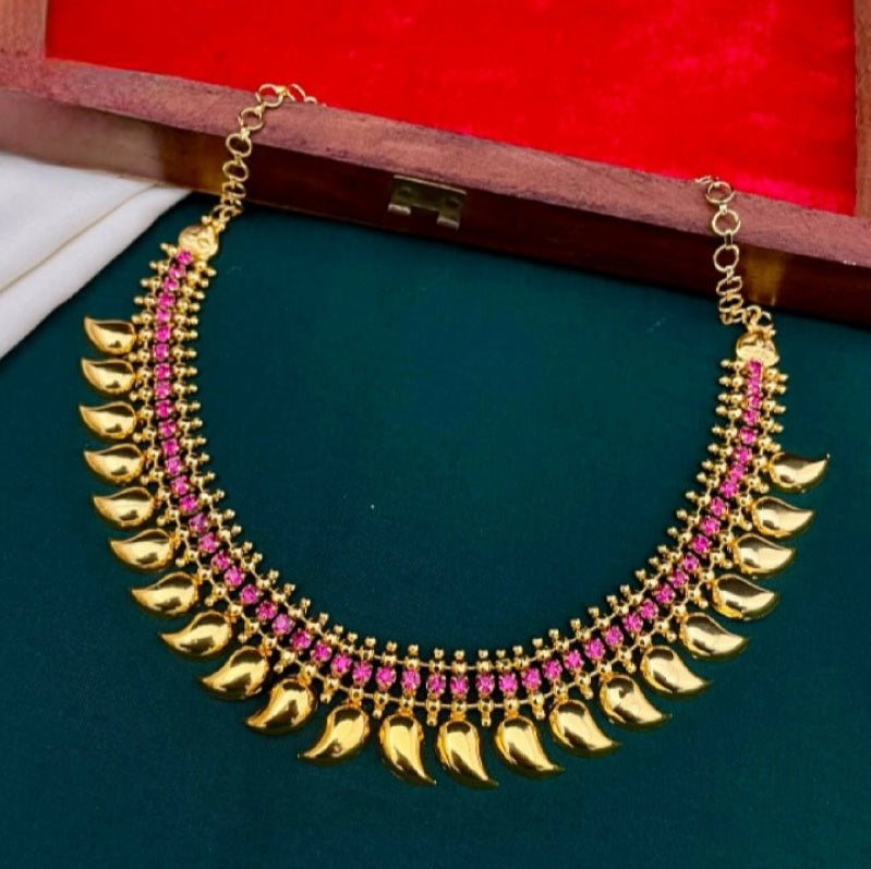 Ruby Leaf Gold-Finish Mango Necklace