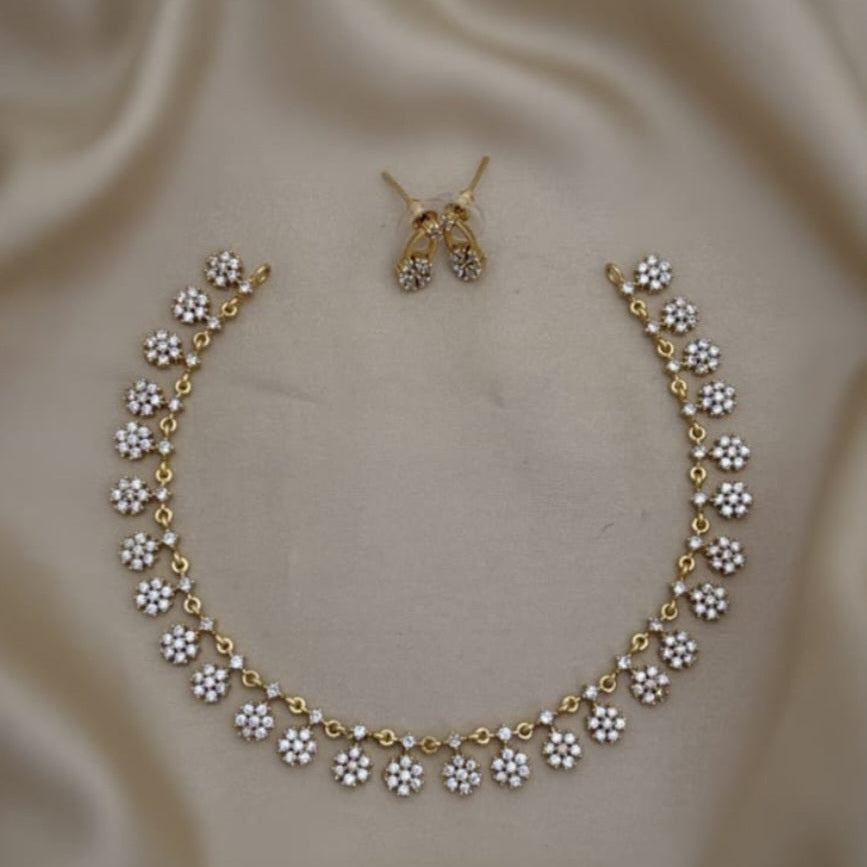 Daisy Floral CZ Necklace Set