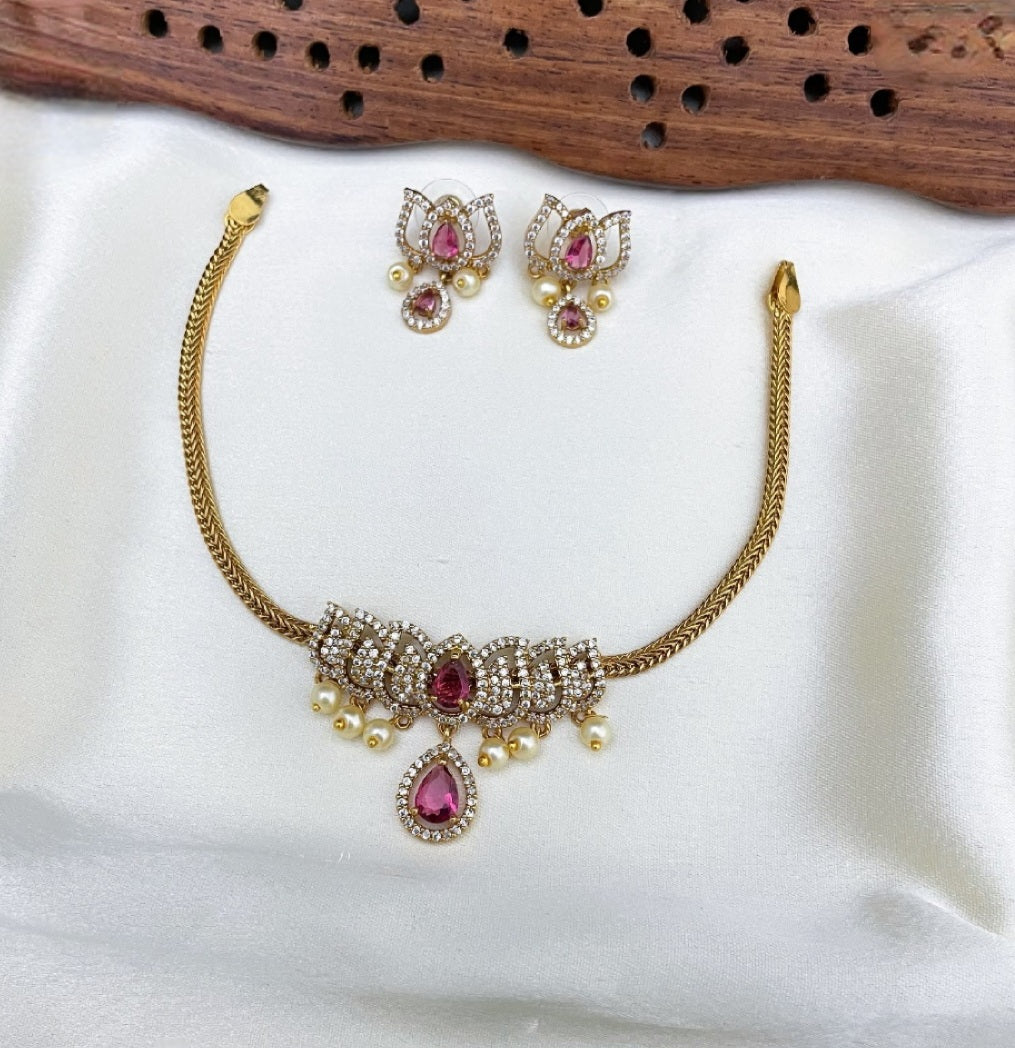 Auralika Pink Lotus Bloom Necklace
