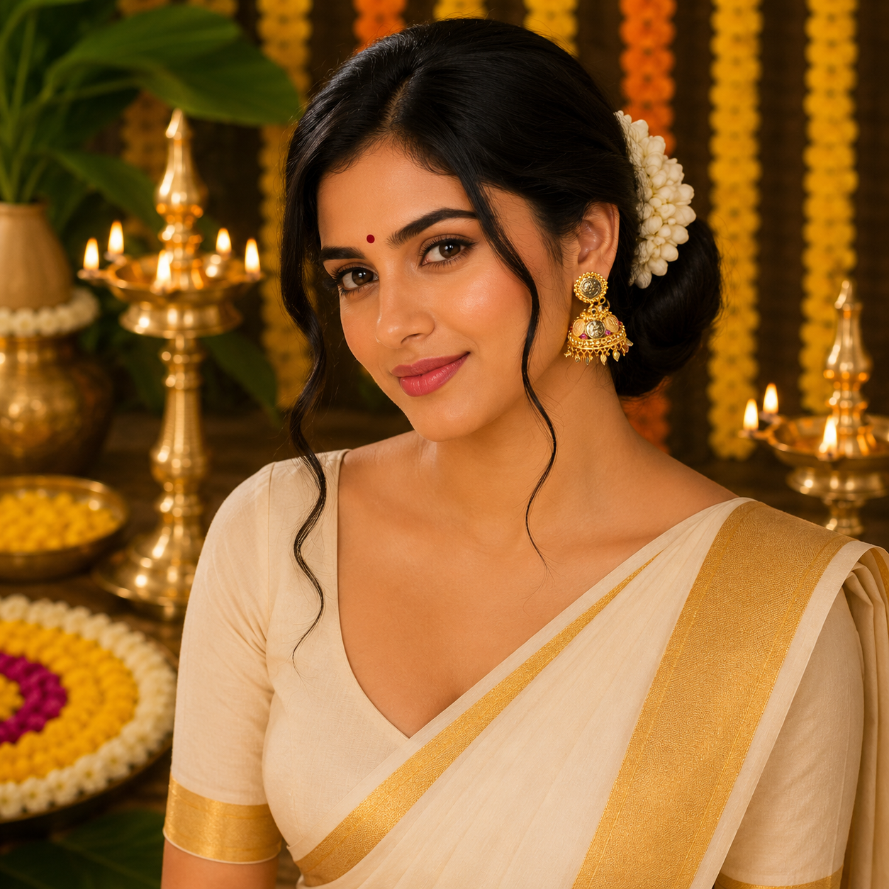 Temple Coin Jhumka Earrings