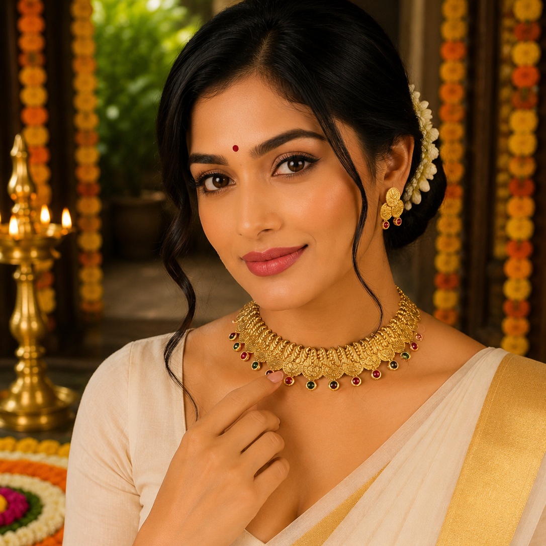 Traditional Coin Choker Necklace Set