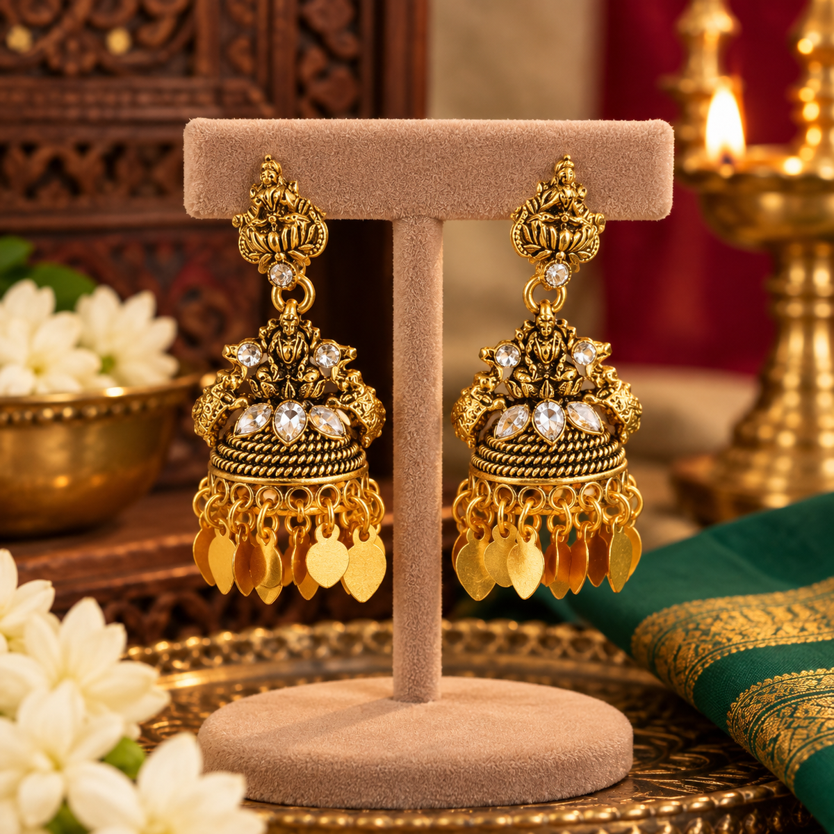 Antique Lakshmi Elakkathali Jhumka