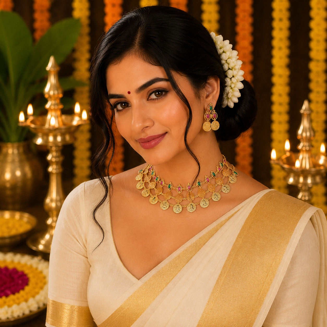Royal Coin Cascade Necklace Set