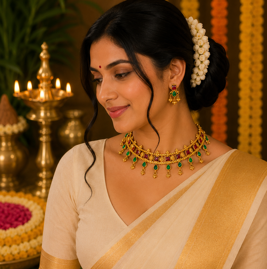 Traditional Ruby & Emerald Choker Set