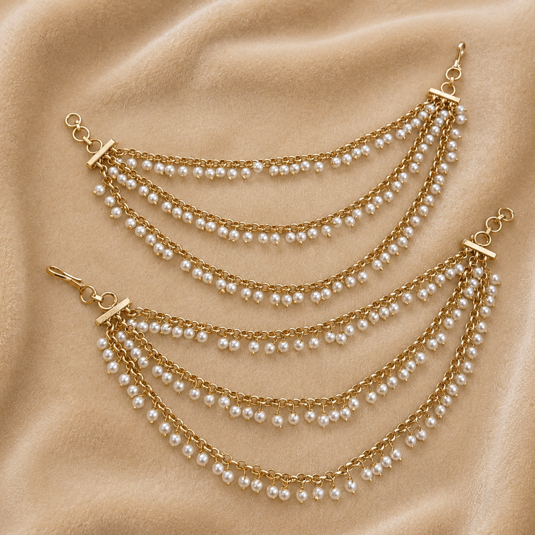 Elegant Pearl Cascade Earring Chain (Maatti)