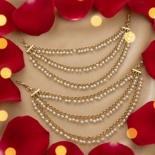 Elegant Pearl Cascade Earring Chain (Maatti)